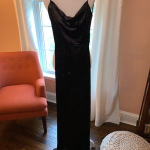 Gorgeous long black dress multicolor sparkles